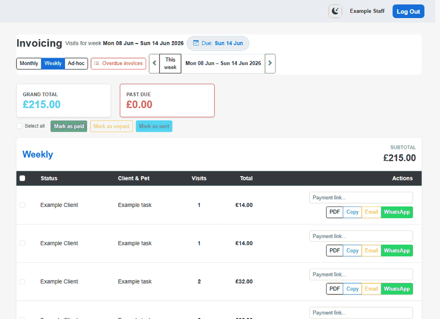 Invoicing overview — sanitized example